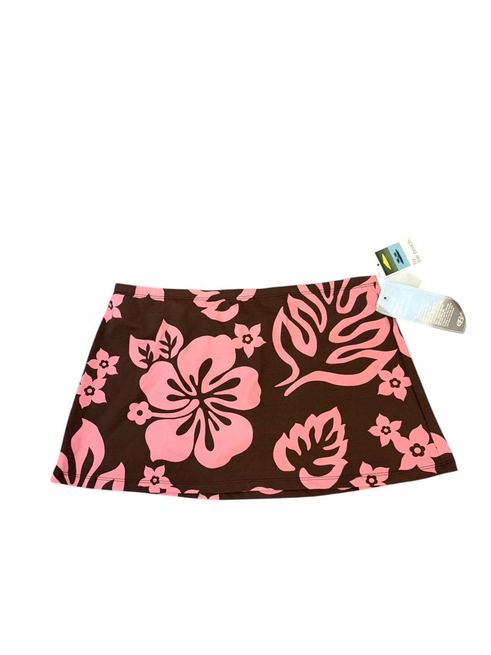 DS by the beach Y2K Hawaiian Floral Micro Swim Skirt Pink & Brown Size XL Resort